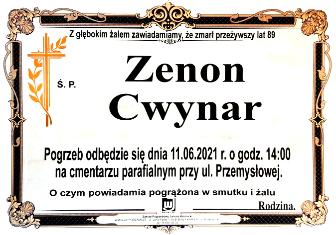 ZENON CWYNAR – POŻEGNANIE